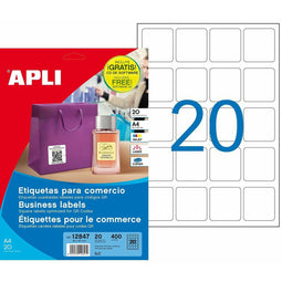 Printerlabels Apli 45 x 45 mm 20 Lakens A4 Wit 210 x 297 mm