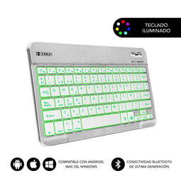 Bluetooth toetsenbord met tablethouder Subblim SUB-KBT-SMBL30 Zilver Qwerty Spaans QWERTY