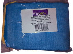 Microvezeldoek 40x40 cm 300 grams assorti en glas/metaaldoek (totaal 5 stuks)