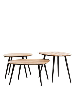 Light&living Salontafel S/3 max 62x42x38 cm VIEJO hout naturel+zwart