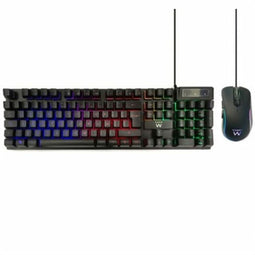 Toetsenbord en muis Ewent PL3201 Zwart Multicolour Qwerty Spaans