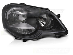 Koplamp rechts - voor VW Polo 9N3 2005-2009 hatchback/sedan/variant - TYC - zwart