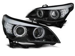 Koplampen Xenon D1S - voor BMW E60/E61 2005-2007 - LED CCFL angel eyes - zwart