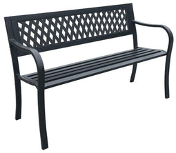 Tuinbank - 125x53x77 cm - zwart - rooster patroon