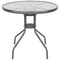 Tuinset met parasol - Donkergrijs - Ronde tafel - 4 stoelen