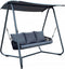 Tuinschommelbank - gevlochten armleuningen - 180x139x185cm - antraciet