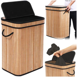 Bamboe wasmand 80 liter - zwart - 42x32x60cm