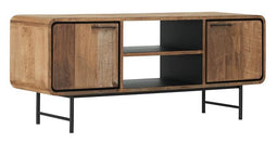 DTP Home TV stand Evo small, 2 doors, 2 open racks,60x145x40 cm, recycled teakwood