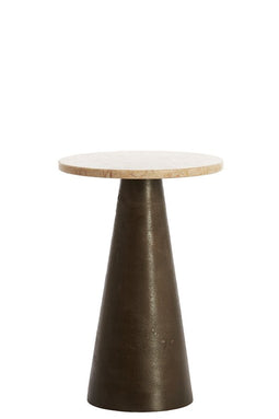 Light&living Bijzettafel Ø29x43 cm YNEZ zand-roze marmer+donker bruin