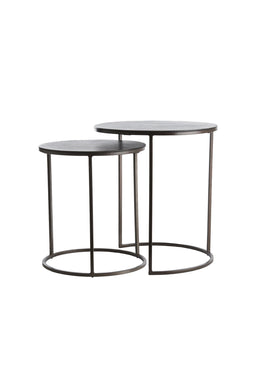 Light&living Bijzettafel S/2 Ø41x46+Ø49x52 cm TALCA donker bruin