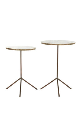 Light&living Bijzettafel S/2 Ø36x50+Ø40x54 cm GIMI bruin travert+ant brns