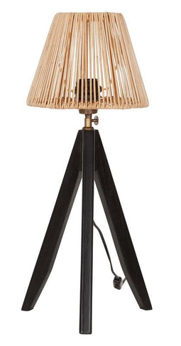 MUST Living Table lamp Montecristo BLACK,48x22x22 cm, NATURAL rattan shade