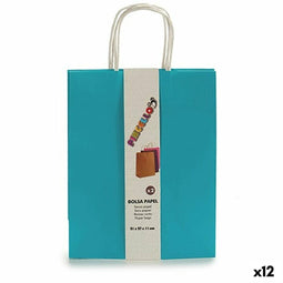 Set tassen Papier Blauw 11 x 36 x 21 cm (12 Stuks)