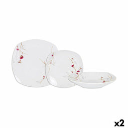 Serviesset Home Style Sakura 18 Onderdelen Porselein Vierkant (2 Stuks)