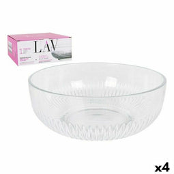 Saladekom LAV CP112-1 Transparant Kristal 23 x 23 x 10 cm (4 Stuks) (2600 cc) (ø 23 x 9,4 cm)