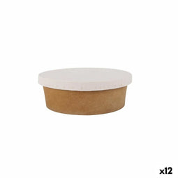 Set van trays Algon Met deksel Wegwerp Kraftpapier 5 Onderdelen 500 ml (12 Stuks)