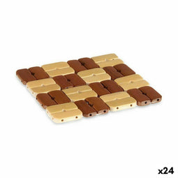 Placemat Set Vierkant Bamboe Bruin 13 x 2 x 13 cm (24 Stuks)