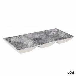 Snackdienblad La Mediterránea Stonehenge 3 Compartimenten 25 x 11 x 3 cm (24 Stuks)