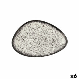 Eetbord Ariane Rock Driehoekig Zwart Keramisch Ø 29 cm (6 Stuks)