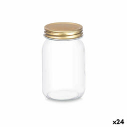 Blik Transparant Gouden Metaal Glas 500 ml 8 x 13 x 8 cm (24 Stuks)