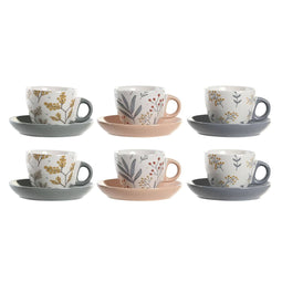 Set van Kopje met Schotel DKD Home Decor Porselein Multicolour 90 ml