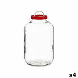 Blik Deksel met handvat Rood Polypropyleen 8 L 20,5 x 33 x 20,5 cm (4 Stuks)