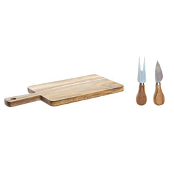 Snijplank DKD Home Decor 2 messen 34 x 16 x 3,2 cm Roestvrij staal Acacia (3 pcs)