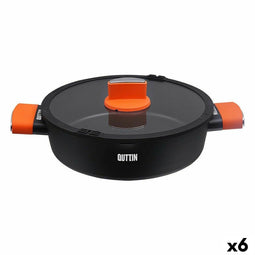 Kookpot met Glazen Deksel Quttin Gastro Zwart Oranje 36,5 x 27 x 8,5 cm (6 Stuks)