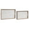 Set van trays Home ESPRIT Wit Mangohout Hout MDF 44 x 29 x 5 cm (2 Stuks)
