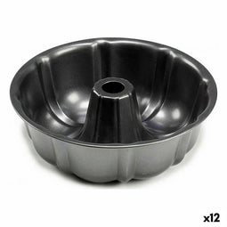 Oven Mould Ring Donker grijs Metaal 25,4 x 8 x 25,4 cm (12 Stuks)