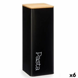 Metalen Blik Pasta Zwart Metaal 8 x 26,5 x 8 cm (6 Stuks)