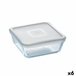 Vierkante Lunchtrommel met Deksel Pyrex Cook&freeze 850 ml 14 x 14 cm Transparant Glas Siliconen...