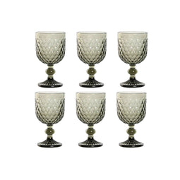 Set van bekers Home ESPRIT Grijs Kristal 240 ml (6 Stuks)