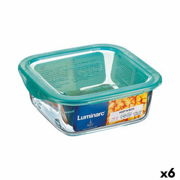 Vierkante Lunchtrommel met Deksel Luminarc Keep'n Lagon 10 x 5,4 cm Turkoois 380 ml Tweekleurig G...