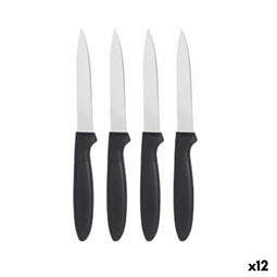 Messen Set Kinvara CN-KT172244D Zwart Zilverkleurig Roestvrij staal Plastic 19,5 x 2 x 1 cm (12 S...