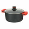 Kookpot met Glazen Deksel Ø 28 cm Zwart Aluminium (4 Stuks)