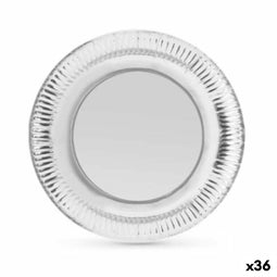 Bordenset Algon Zilverkleurig Wegwerp Karton 23 x 23 x 1,5 cm (36 Stuks)