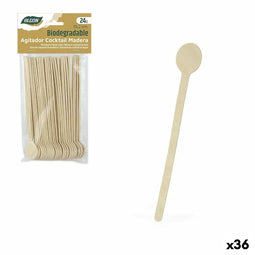 Set Lepels Algon Cocktail Hout 24 Onderdelen (36 Stuks)