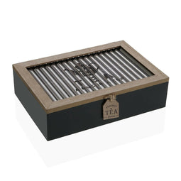 Box for Infusions Versa Zwart Metaal Hout MDF 24 x 6,5 x 16,5 cm