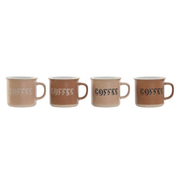 Set van 4 mokken Home ESPRIT Bruin Keramiek