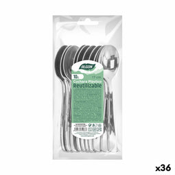 Set Lepels Algon Herbruikbaar Zilverkleurig 36 Stuks 17 cm