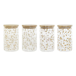Tin DKD Home Decor Bamboe Borosilicaatglas Shabby Chic 1 L 10 x 10 x 17 cm (4 Stuks)