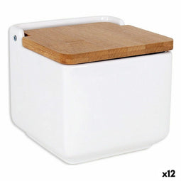 Zoutvaatje met deksel La Mediterránea Bamboe 13 x 13 x 12,5 cm (12 Stuks)