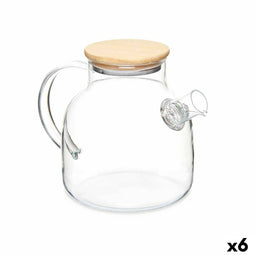 Kan met infusiefilter Transparant Bamboe Borosilicaatglas 1,2 L 22 x 16 x 14 cm (6 Stuks)