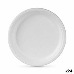 Bordenset Algon Wegwerp Wit Suikerriet 25 cm (24 Stuks)