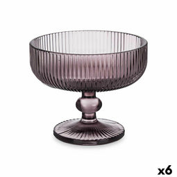 Glas voor ijs en milkshakes Strepen Grijs Glas 310 ml (6 Stuks)