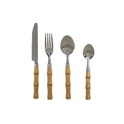 Bestek Home ESPRIT Zilverkleurig Natuurlijk Roestvrij staal ABS 3 x 2 x 16 cm 24 Onderdelen