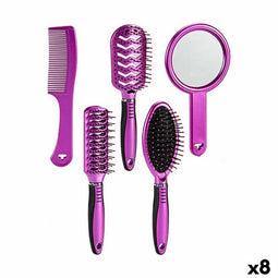 Kammen- en borstelset Paars Plastic (8 Stuks)