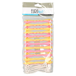 Bigudis Eurostil 12 Stuks Geel Roze