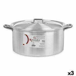 Kookpot met Deksel Zilverkleurig Aluminium 18 L (3 Stuks)